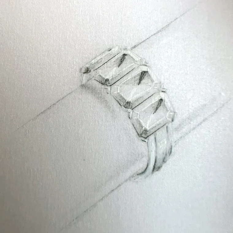 Design sketch: the ring drawn on the wrist
