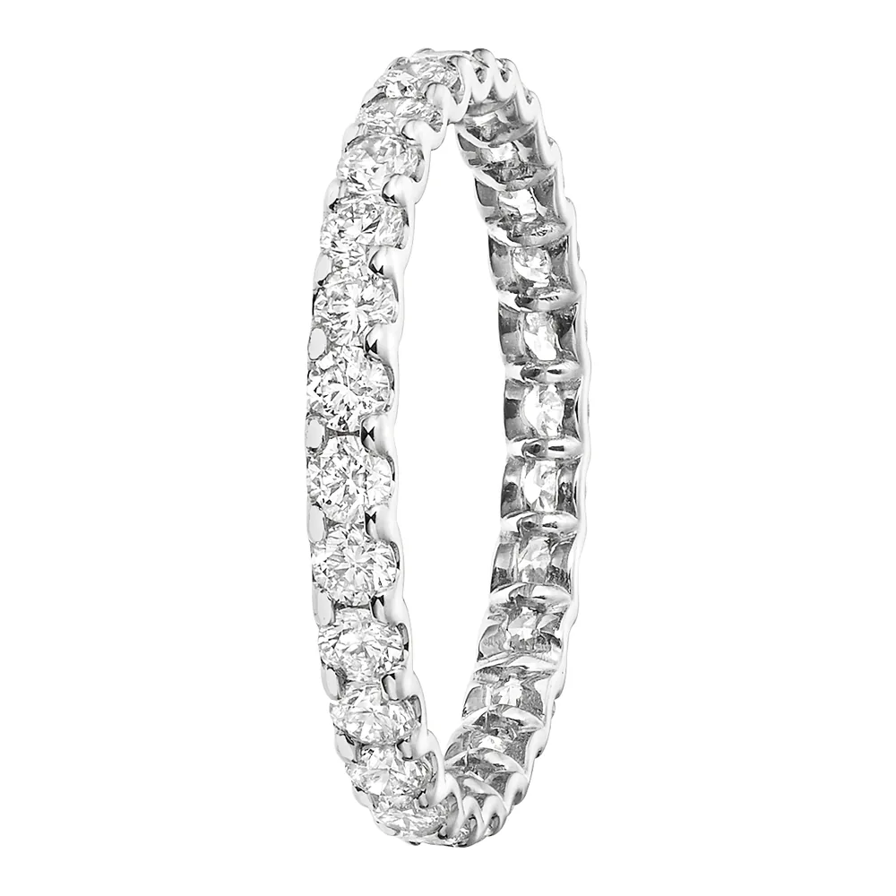 Memoire-Ring Griffé fin, rundum mit Brillanten besetzt, Weißgold 750