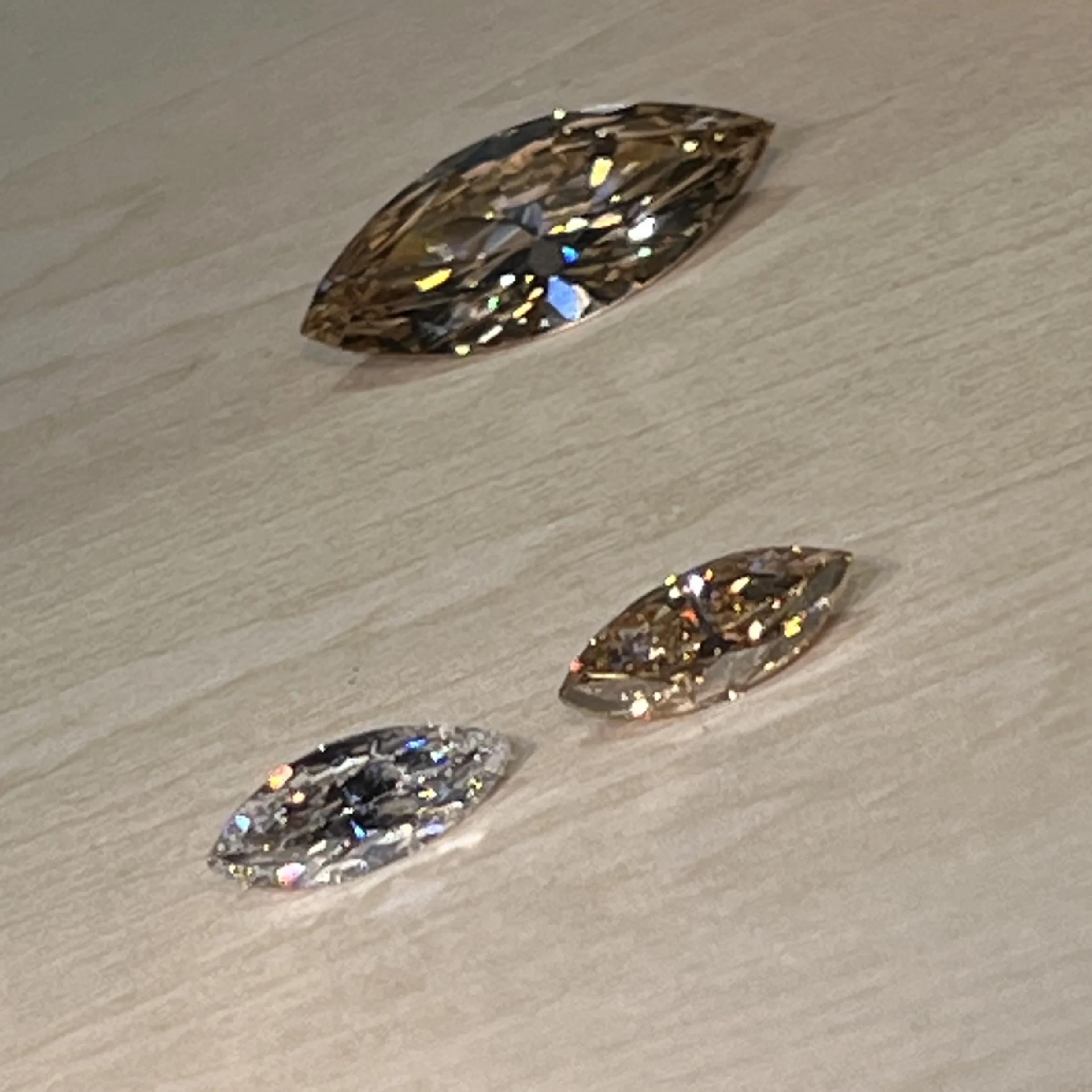 Navette diamonds, champagne and white, loose