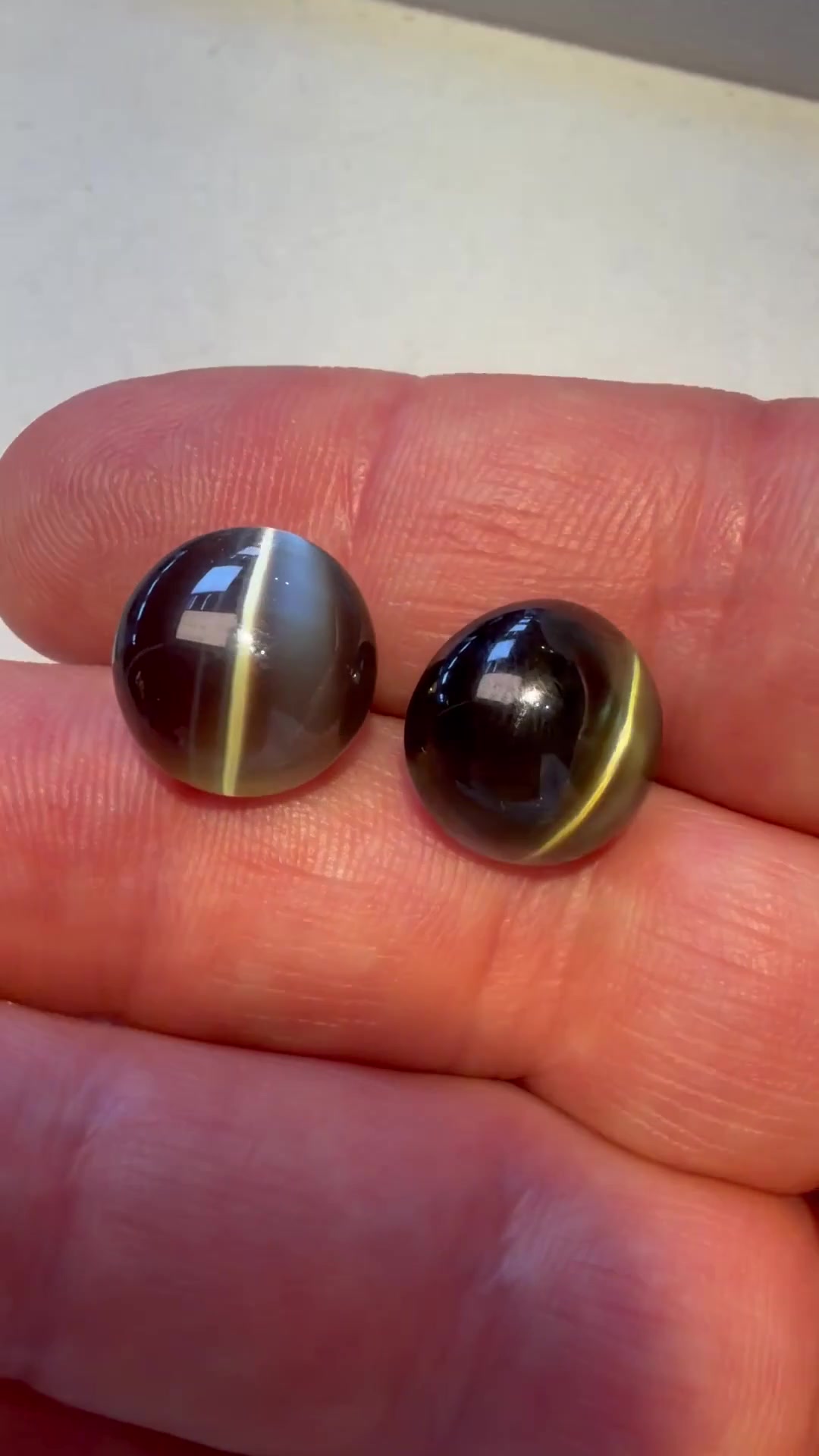 Zwei Cat's-Eye-Chrysoberylle